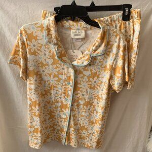 MUNKI MUNKI X PEANUTS Snoopy Daisy Floral Pajamas Set Sz MEDIUM